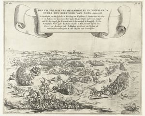 Slaget ved Heiligerlee, 1568 Slaget ved Heyligherlee i Vrieslandt under hertugen af ​​Alba. Anno 1568 (titel på objekt) af Frans van den Wijngaerde
