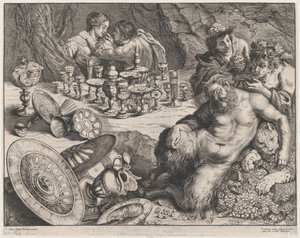 Bacchus og den berusede Silenus, 1640-60. af Frans van den Wyngaerde