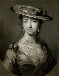 Leder af en ung kvinde Hovedet af en ung kvinde af Frans van der Mijn (signed by artist)