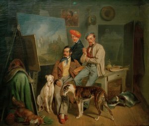 Brødrene Benno, Franz og Eugen Adam i studiet af Franz Adam