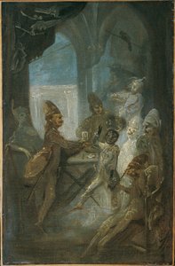 Teaterscene (børn leger soldater?) af Franz Anton Maulbertsch