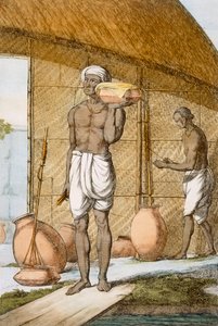 Smørmand, fra "The Hindus, or the Description of their Manners, Costumes and Ceremonies", ca. 1808-12 (farvet radering)