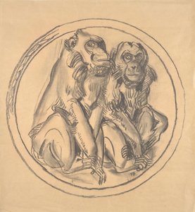 Udkast til aflastningen i abehuset i Schönbrunn Zoo af Franz Barwig d. Ä.