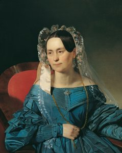dame i blå kjole