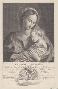 Jomfru og barn, med Kristusbarnet sovende i hendes arme Le Soleil de Jesus, 1743-1807. af Franz Gabriel Fiessinger