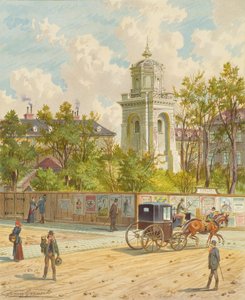 Währinger Strasse i Wien (med tårnet på Ferdinands akvædukt) af Franz Gerasch