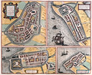 Bolsward, Stavoren, Harlingen og Hindeloopen, Holland (gravering af Franz Hogenberg