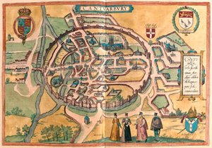 Canterbury, England (gravering af Franz Hogenberg