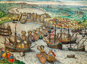 Capture of La Goulette og Tunis af Charles V af Franz Hogenberg