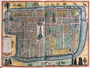 Delft, Holland (gravering af Franz Hogenberg