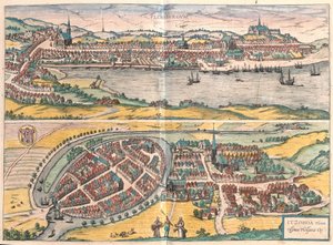Flensborg og Itzehoe, Tyskland (gravering af Franz Hogenberg