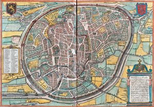Kort over Bruxelles (Bruxella), Belgien (radering af Franz Hogenberg