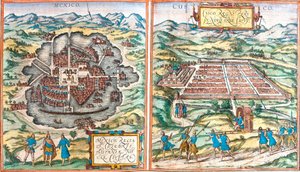 Kort over Mexico (Mexico) og Cuzco (Cusco) (Peru) (radering