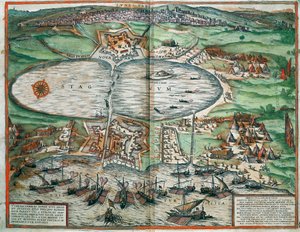 Kort over Tunis, Tunesien (gravering af Franz Hogenberg