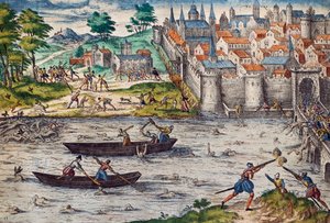 Massacres of Tours, juli 1562 under religionskrige mod huguenotter, gravering af Franz Hogenberg (1535-1590), Frankrig af Franz Hogenberg