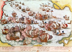 Søkamp mellem havets tiggere og spanierne i 1573 af Franz Hogenberg