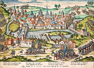 Papister belejrer Poitiers, juli 1569, gravering af Franz Hogenberg (1535-1590), religionskrige, Frankrig af Franz Hogenberg