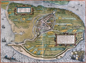 Plan de Brielle (Brilium), Holland (radering af Franz Hogenberg