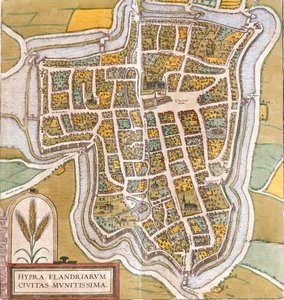 Plan de Ypres (Hypra), Belgien (radering af Franz Hogenberg