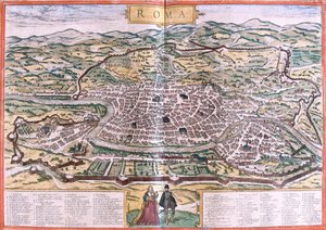 Plan over Rom (Roma), Italien (radering af Franz Hogenberg