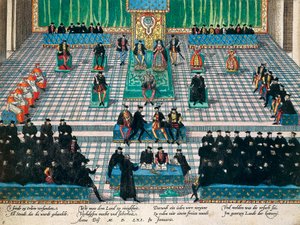 Generalstaternes session i Orleans, januar 1561, gravering af Franz Hogenberg (1535-1590), Frankrig af Franz Hogenberg