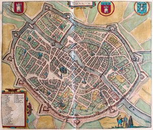 Tournai, Belgien (gravering af Franz Hogenberg