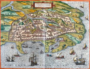 Udsigt over Alexandria (Alexandria), Egypten (radering af Franz Hogenberg