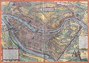 Udsigt over Lyon (Lugdunum), Frankrig (radering af Franz Hogenberg