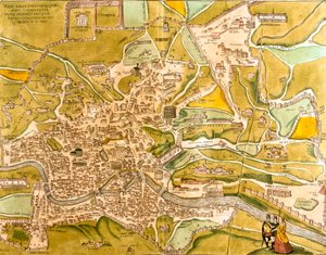 Udsigt over Rom (Romae), Italien (radering af Franz Hogenberg