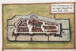 Udsigt over byen Wittenberg i Tyskland, detaljer af Franz Hogenberg
