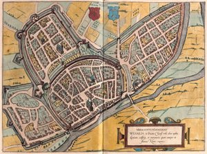 Wesel i Nordrhein-Westfalen, Tyskland (gravering af Franz Hogenberg