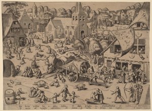 Landsbymesse i Hoboken af Franz Hogenberg after Pieter Bruegel the Elder