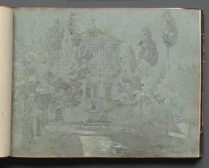 Album med udsigt over Rom og omgivelser, Landskabsstudier, side 05a: Saint Isidoro. af Franz Johann Heinrich Nadorp