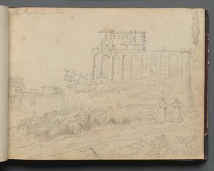 Album med udsigt over Rom og omgivelser, Landskabsstudier, side 07a: Villla Barberini i Rom.