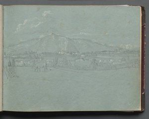 Album med udsigt over Rom og Omegn, Landskabsstudier, side 10a: Romersk Landskab af Franz Johann Heinrich Nadorp
