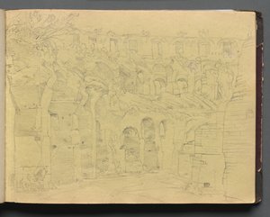 Album med udsigt over Rom og Omegn, Landskabsstudier, side 12a: Romerske ruiner af Franz Johann Heinrich Nadorp