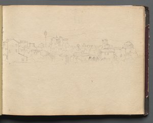 Album med udsigt over Rom og omgivelser, landskabsundersøgelser, side 16A: Roman View. af Franz Johann Heinrich Nadorp