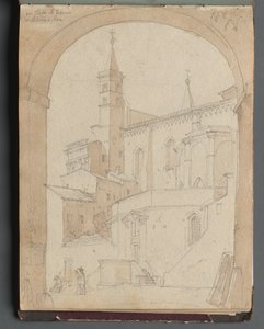 Album med udsigt over Rom og omgivelser, Landskabsstudier, side 18a: Sankt Johannes Lateran, Rom af Franz Johann Heinrich Nadorp