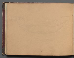 Album med udsigt over Rom og omgivelser, Landskabsstudier, side 19b: Skitse af en båd. af Franz Johann Heinrich Nadorp