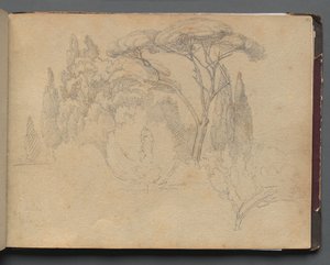 Album med udsigt over Rom og omgivelser, Landskabsstudier, side 29a: Landskabsundersøgelse af Franz Johann Heinrich Nadorp