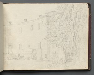 Album med udsigt over Rom og omgivelser, Landskabsstudier, side 31a: Romersk arkitekturstudie. af Franz Johann Heinrich Nadorp