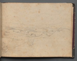 Album med udsigt over Rom og Omegn, Landskabsstudier, side 40a: Romersk Landskab. af Franz Johann Heinrich Nadorp