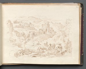 Album med udsigt over Rom og Omegn, Landskabsstudier, side 43a: Romersk Landskab. af Franz Johann Heinrich Nadorp