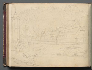 Album med udsigt over Rom og Omegn, Landskabsstudier, side 48b: Romersk Landskab. af Franz Johann Heinrich Nadorp