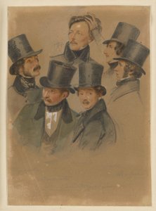 Gustav Boenisch, August Hopfgarten, Friedrich Jentzen, Eduard Meyerheim, Edmund Rabe, Johann Wilhelm Schirmer af Franz Krüger