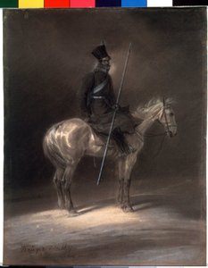 Kosak til hest. Kosak til hest. Tegning af Franz Kruger (1797-1857) af Franz Krüger