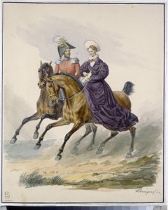 Kejser Nicholas I (1796-1855) og kejserinde Alexandra Fedorovna (født Charlotte af Preussen af Franz Krüger