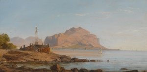 Palermo-bugten med udsigt over Monte Pellegrino. 1846