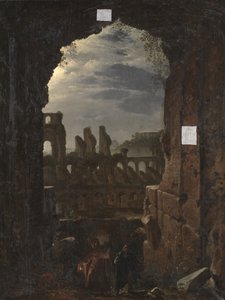 Udsigt over Colosseum i måneskin af Franz Ludwig Catel