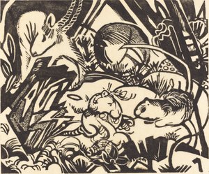 Animal Legend Tier Legend, 1912. af Franz Marc